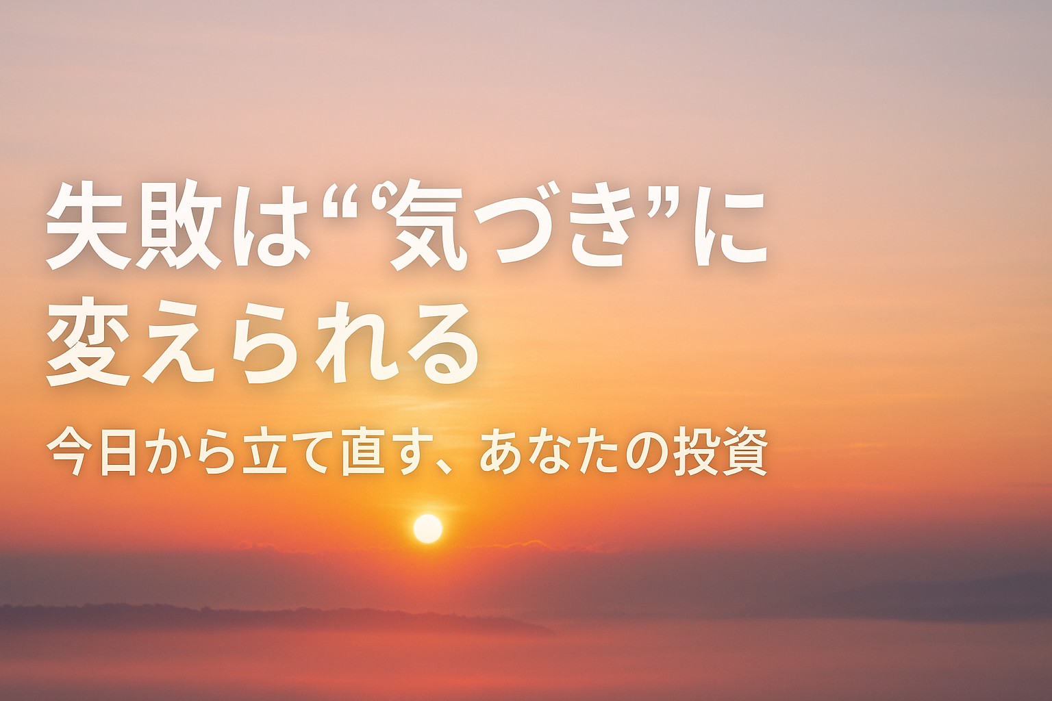 投資信託で損をした人が気づきを得て再出発を決意するイメージ